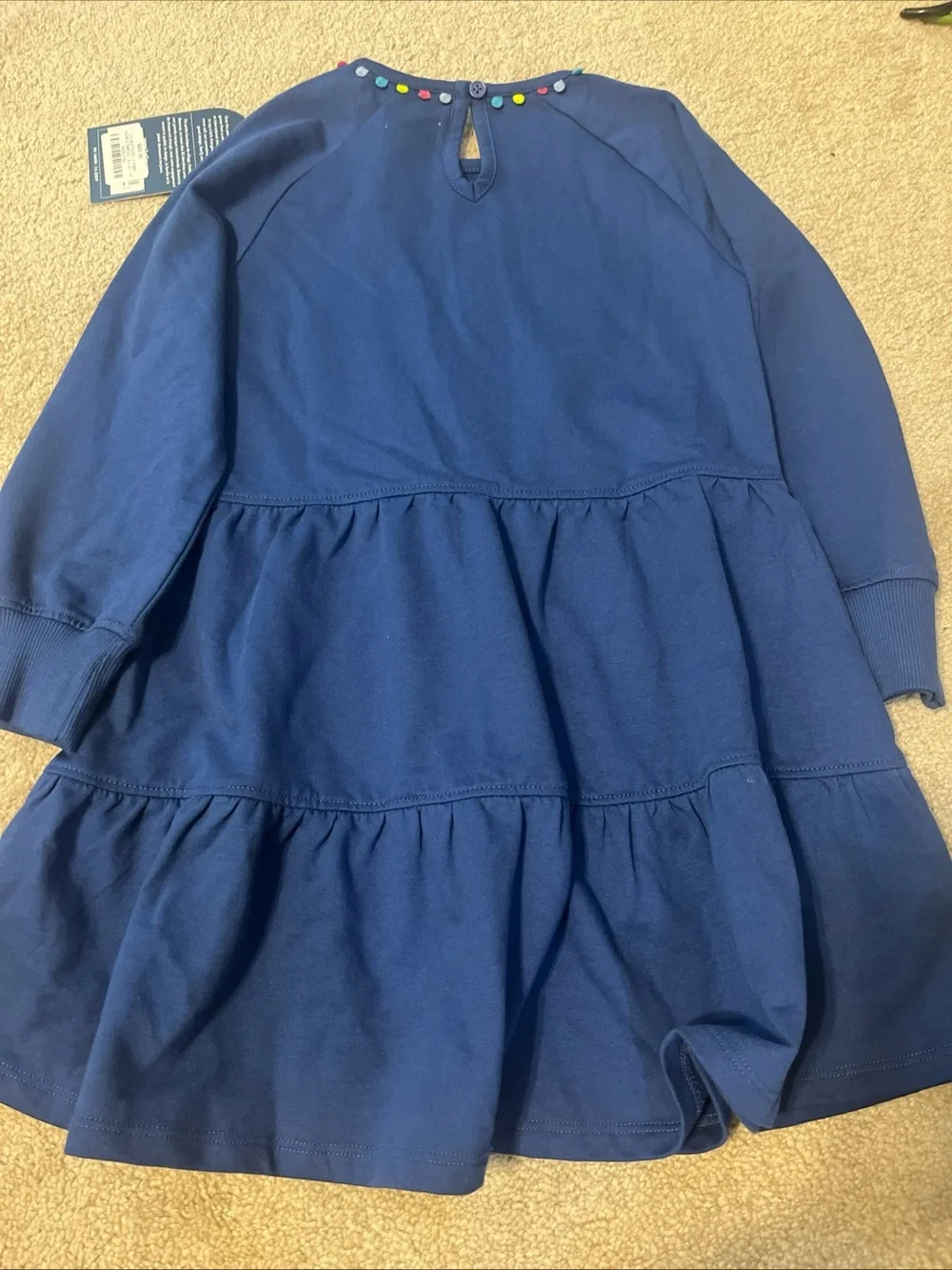 NWT Girls Hatley Blue Groovy Butterfly Tiered Dress Colorful Embroidery size 4